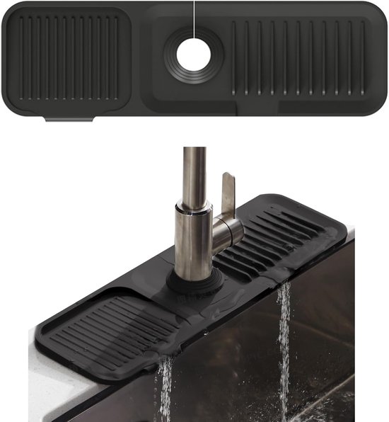Foto: Siliconen kraanmat 45x14cm afvoerpad kraanmat gootsteenmat accessoires voor aanrecht siliconen mat voor kraan gootsteen droogmat keukenmat barmat keuken badkamer antislip