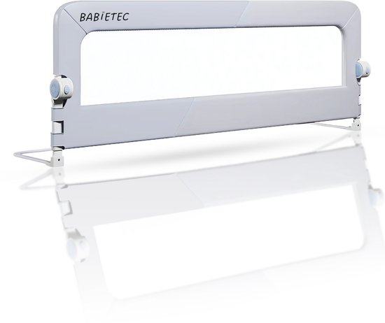 Babietec® Bedhekje Verstelbaar Inklapbaar – Extra Lang 150cm – Bedrail – Boxspring – Uitvalbescherming – Bedrek - Grijs