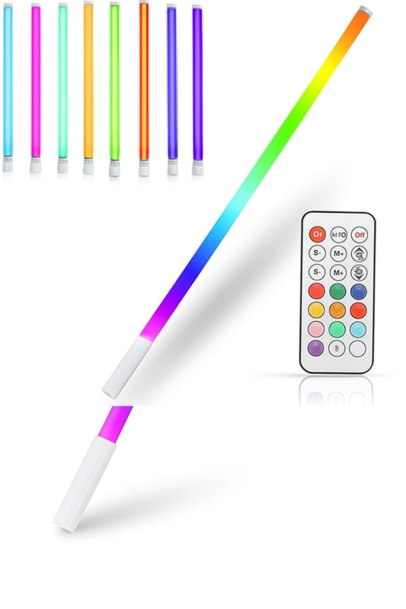 Gekleurde Lichtstaaf Draadloos - RGB Gekleurde verlichting - 90 cm - met Afstandsbediening - Oplaadbaar