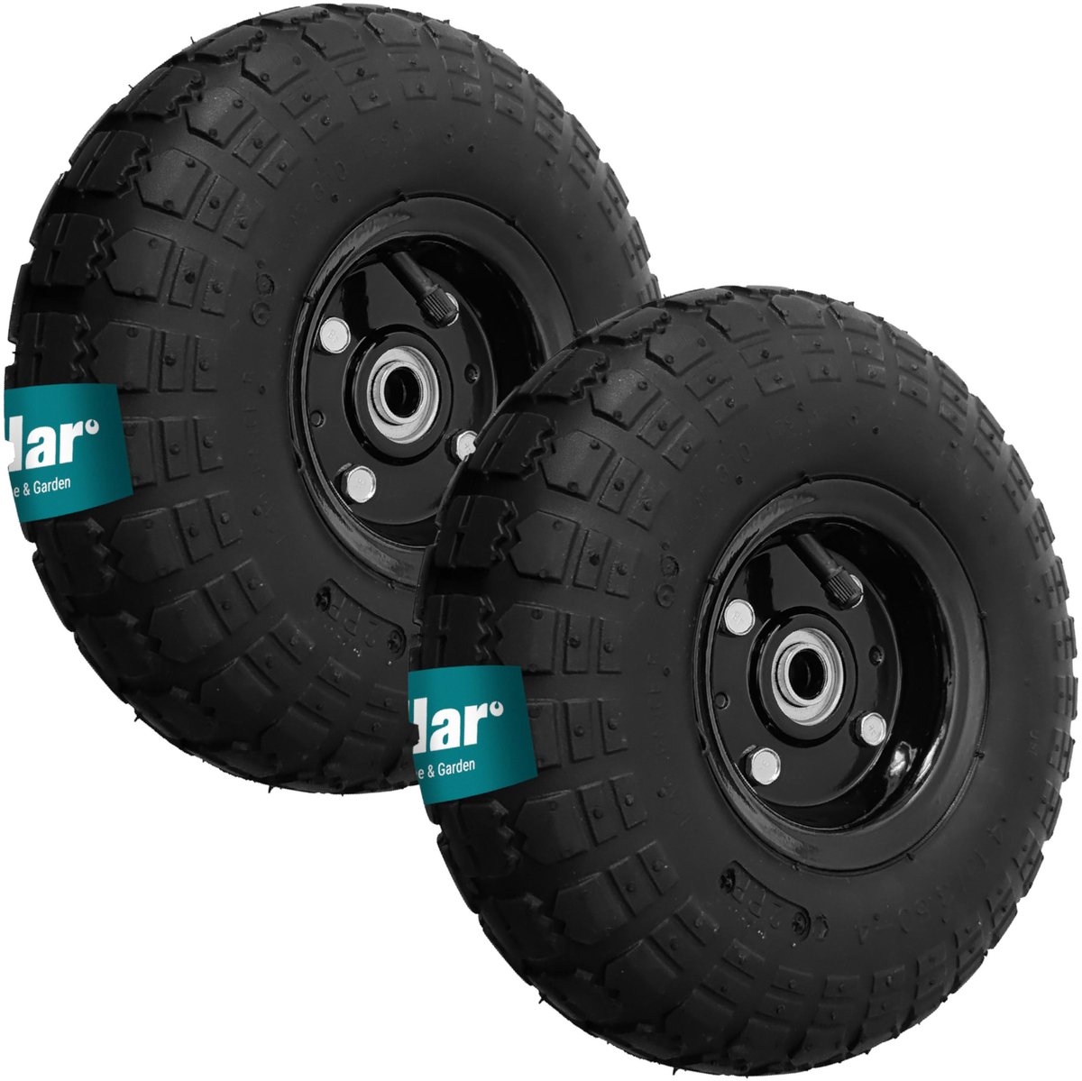 Sillar, Set 2 wiel voor tuinkarren en kruiwagens, reservewiel voor tuinkarren, trolleys en aanhangers, draagvermogen 80-90 kg, versterkte velg, banddiameter 250-260 mm