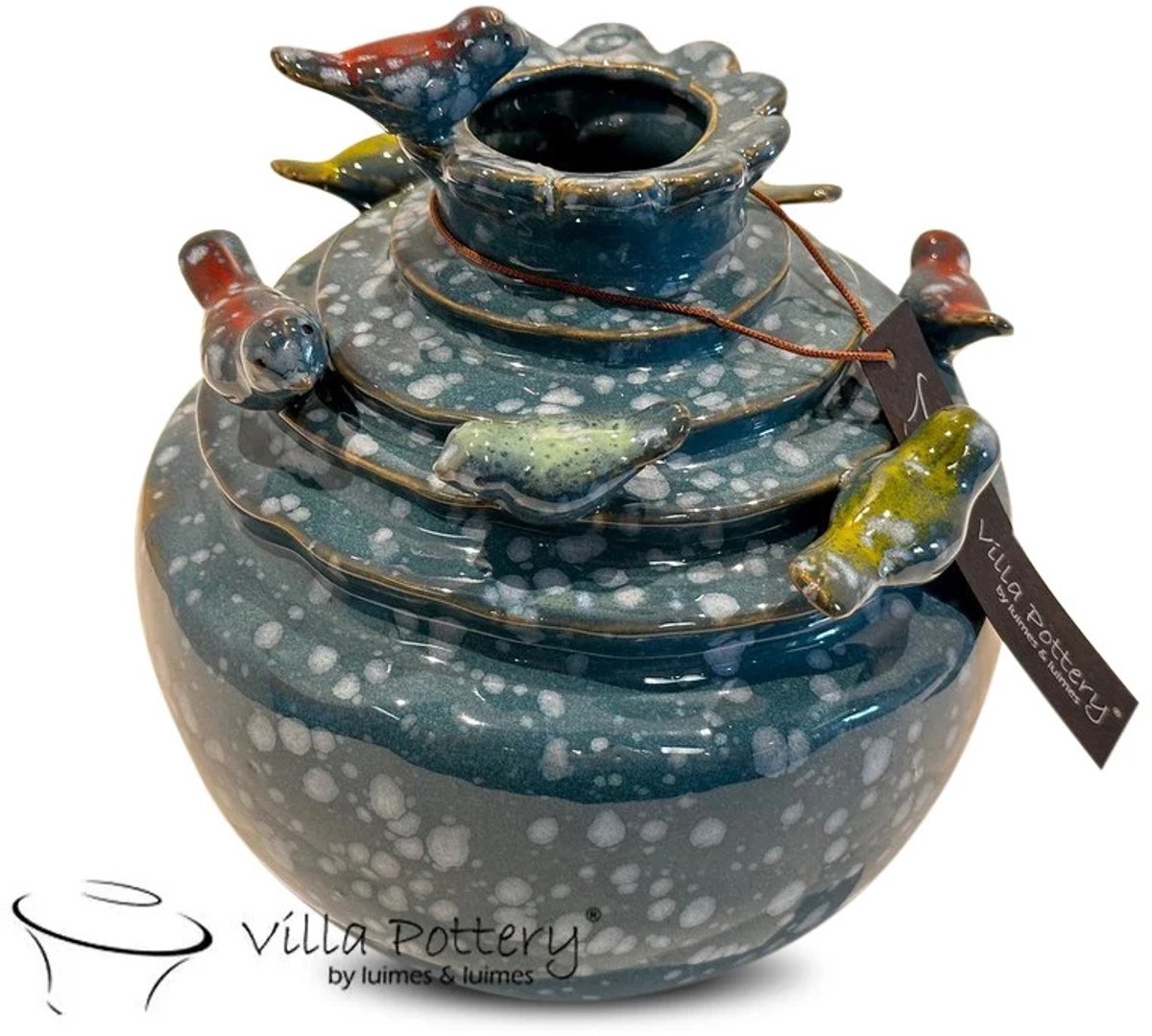 Villa Pottery Donker Blauwe Vogel Vaas Grenada D17xH17