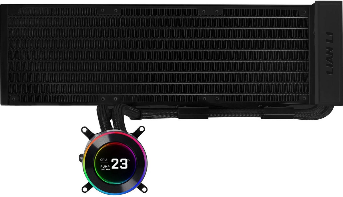 Lian Li Hydroshift II LCD-C 360N Black - Afmeting radiator: 360 mm - voor Intel LGA: 1851, 1700 - AMD AM5, AM4 - 2.1-inch IPS LCD-scherm - Geen fans inbegrepen - L-Connect 3 software - zwart