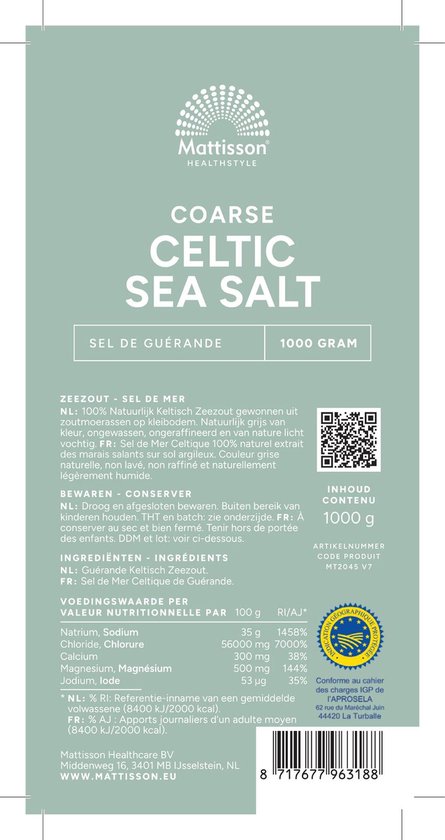 Mattisson - Keltisch Zeezout grof - Celtic Sea Salt - Navulzak 1 kg