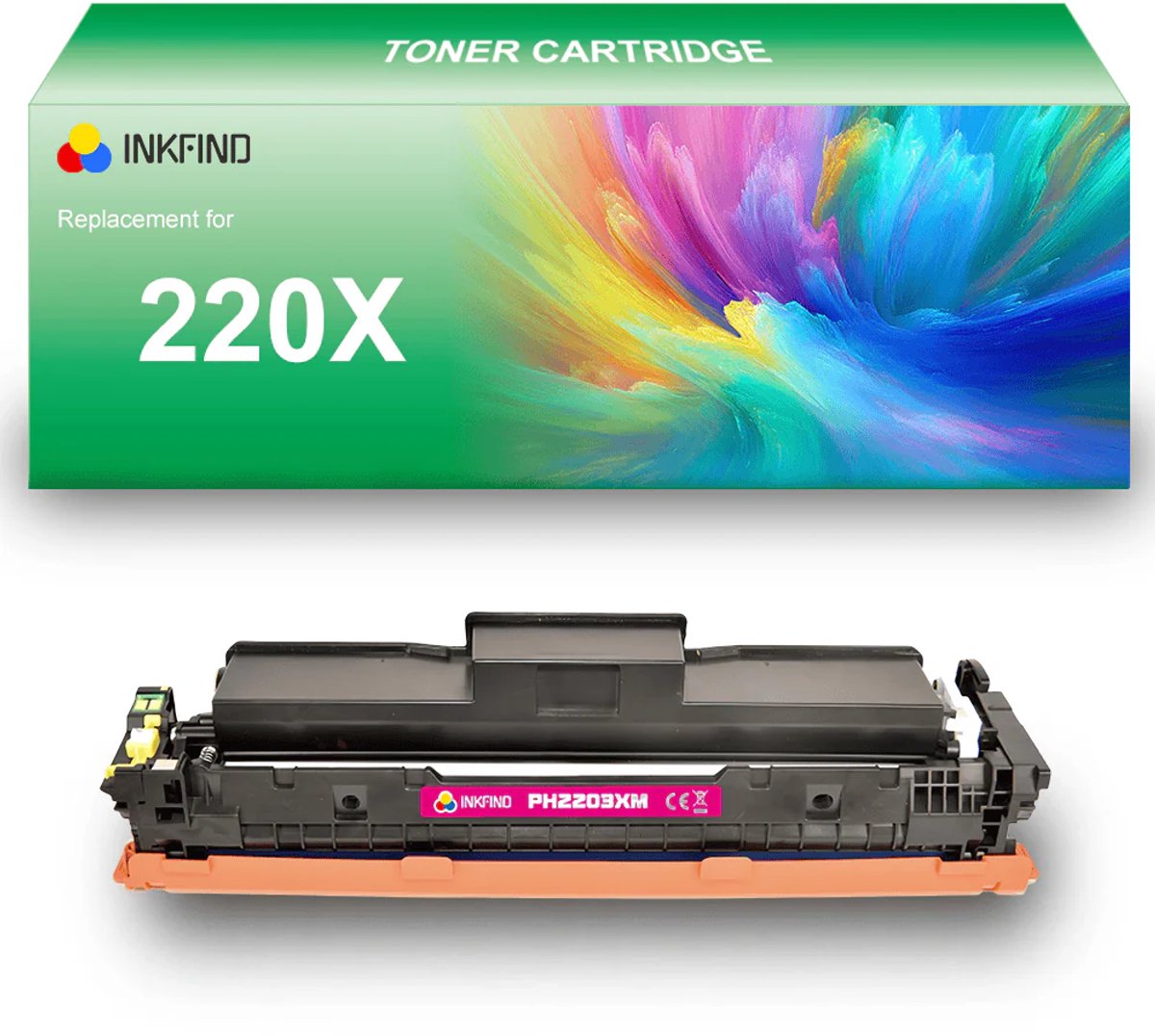 INKFIND 220X (W2203X) Magenta tonercartridge compatibel met HP 220X (W2203X) Magenta en toner cartridge - 1-pack Magenta