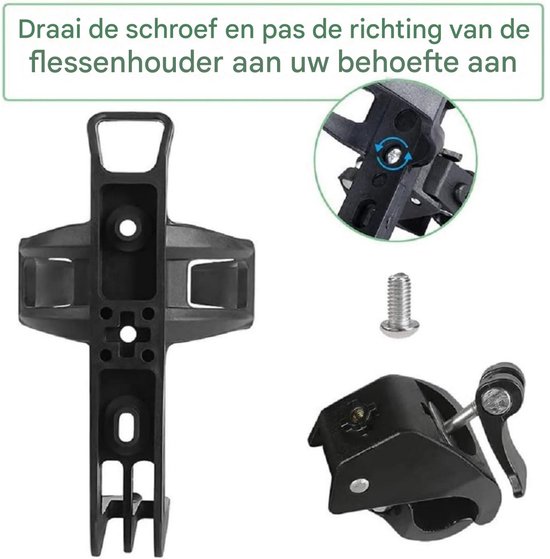 EXCITAT Bekerhouder - Bidonhouder voor fietsen - Universele bidonhouder - Voor elektrische scooters, rolstoelen, motorfietsen, fietsen - Lichtgewicht kunststof - Eenvoudig te installeren - Zwart — afbeelding 3