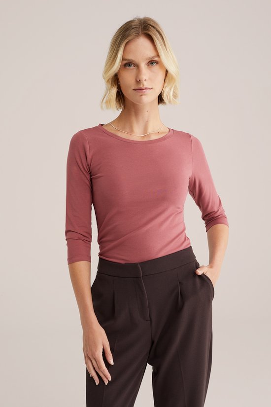 WE Fashion Dames T-shirt met driekwart mouwen