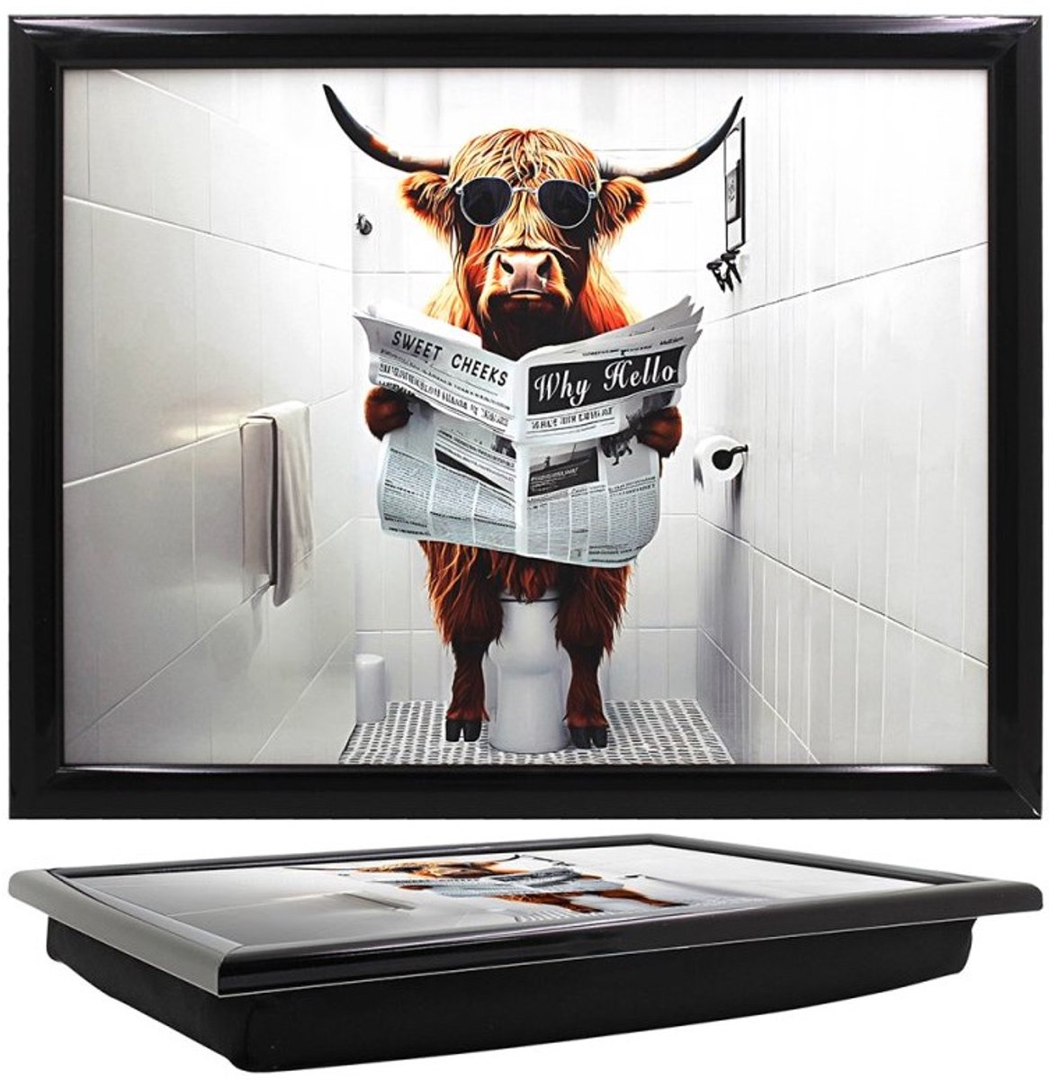 L&P- Laptray - Schoottafel - Schootkussen - Laptoptafel - Dienblad met kussen - Toilet Time - 44x33x6 cm