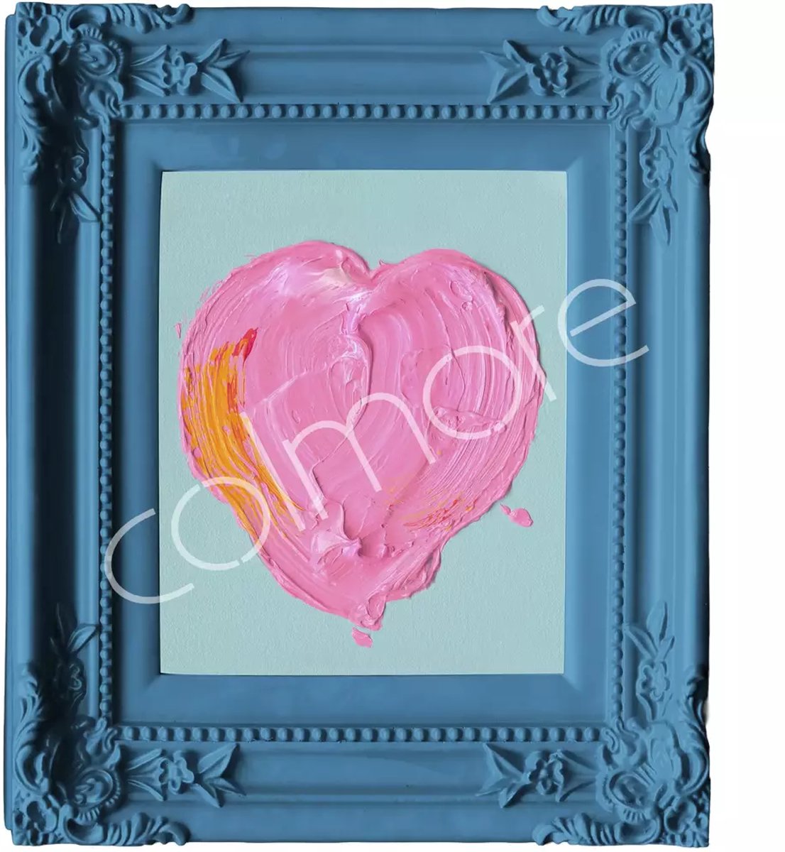 Colmore by Diga handbeschilderd schilderij blauw met hart 34 x 38 cm