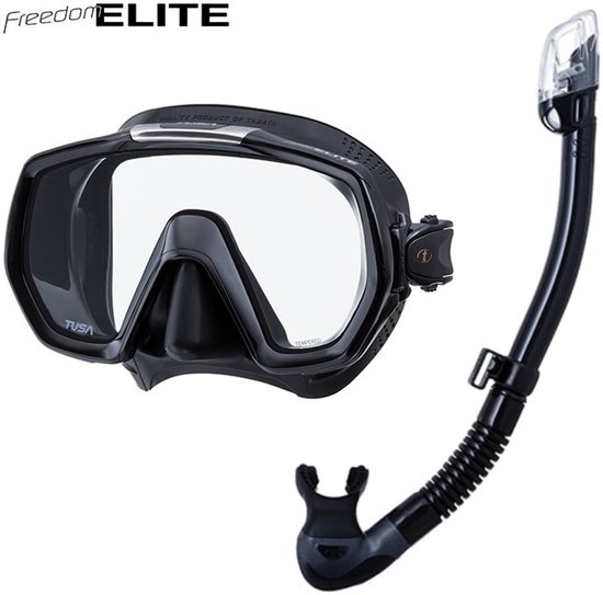 TUSA Freedom Elite Duikmasker (Zwart Siliconen) + TUSA Hyperdry Elite