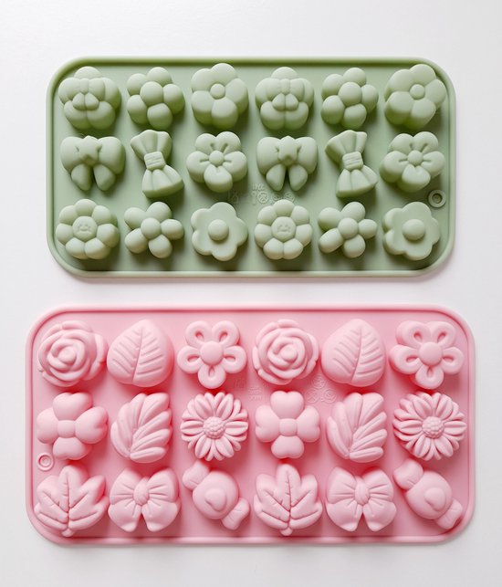 Siliconen mallen - bloemen - blaadjes - strikjes - gietvorm - 2 stuks
