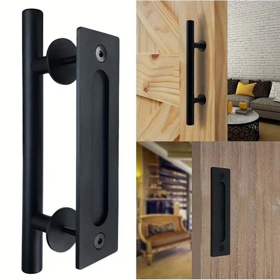 Lot De 2 Poignées De Porte Coulissantes Noires 148mm, Idéales