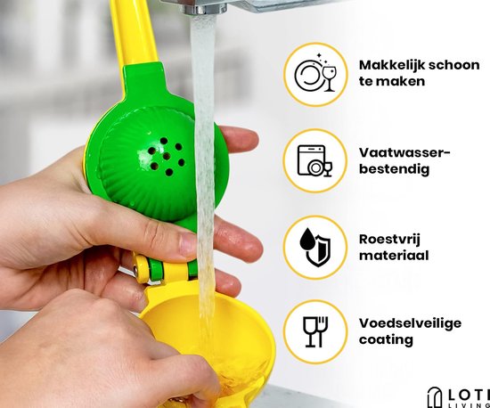 Loti Living Citruspers - Limoenpers - Handmatige Citroenpers - Lemon squeezer - Geel/Groen van Merkloos — afbeelding 5