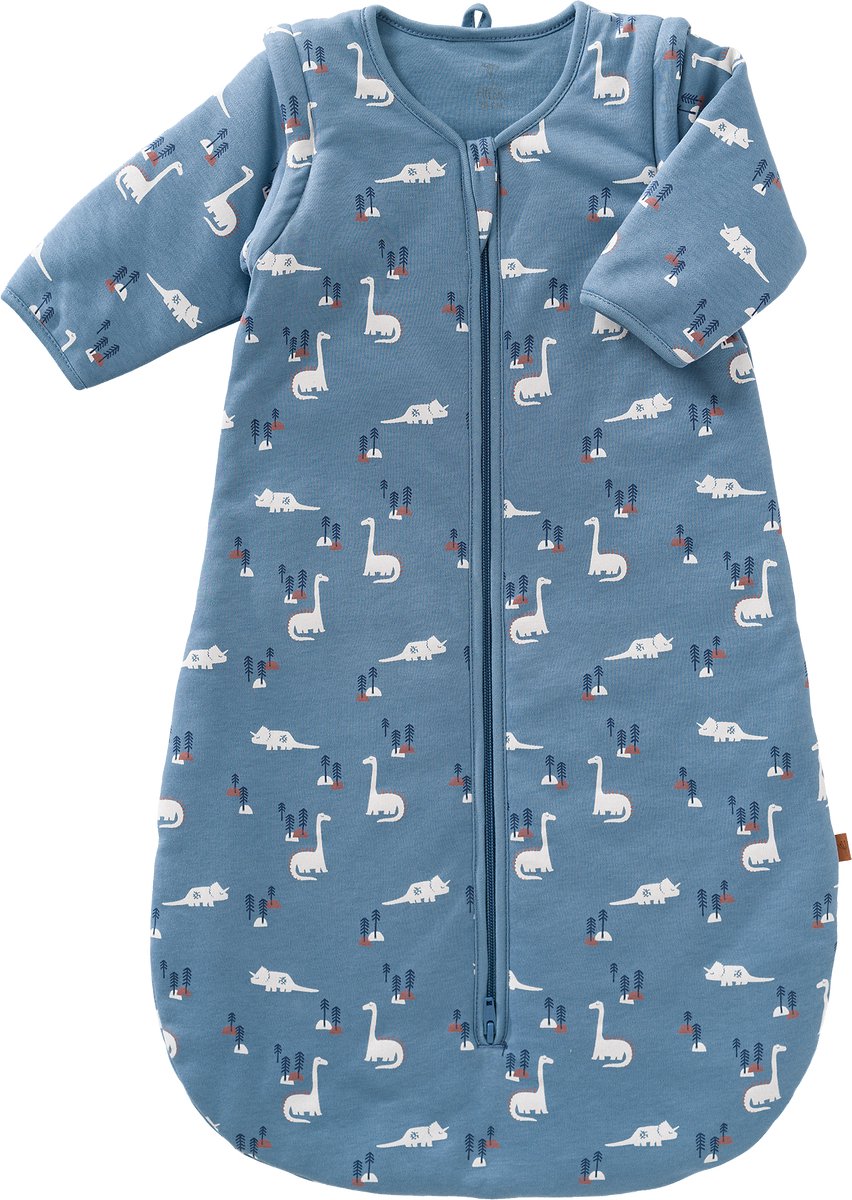 Fresk Slaapzak Baby Winter - 6-12M - 90 cm - Interlock met Lichte Voering - Biologisch Katoen - Zacht en Ademend - TOG 2.8 - Blauw - Dino