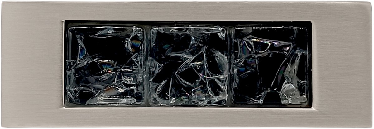 Domino Kristallen Meubelknop in Zilver en Zwart Glas Kristallen knoppen Robuust glasontwerp Meubelknoppen Meubelgreep Glamoureuze stijl voor kasten en ladekasten 7x3 cm