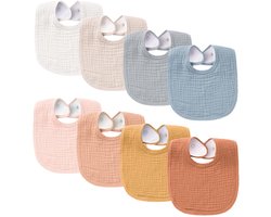 Kwijl slabbetjes - 8-delige set A - Vierkante - Hydrofiel baby Slabbetjes met drukknoop - Baby slabbers - Zachte - Kwijl slabbetjes - Spuug slab - Katoenen slabbetjes - Bandana bib baby - Uitwasbare slabbers - Unisex