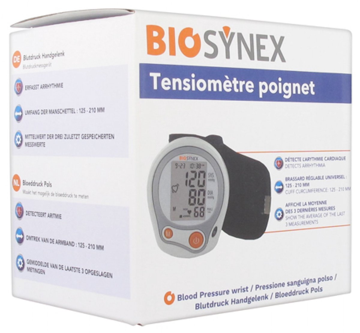 BioSynex Pols Bloeddrukmeter - Met Armband - Aritmie Detectie - Gemiddelde Metingen - Draagbaar Gemak - Gezonde Monitoring Technology