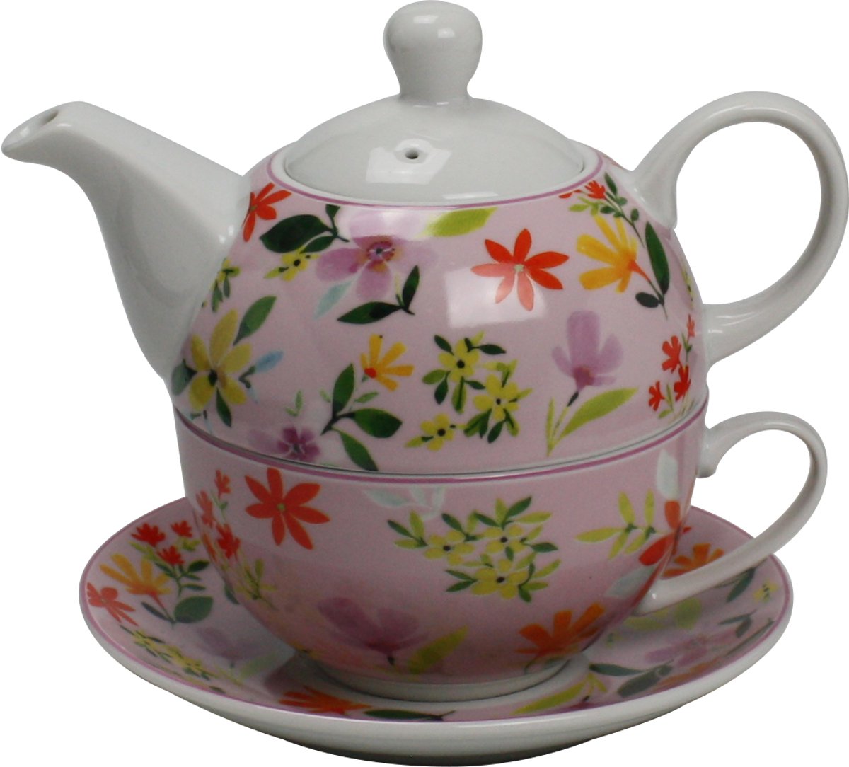 Theeïe Solitaire Roze in Porselein - Flowers - Tea for one - Theepot
