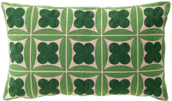 Foto: Dutch decor clover sierkussen 30x50 cm geometrisch geborduurd courtyard groen inclusief binnenkussen luxe kussens voor woonkamer bank