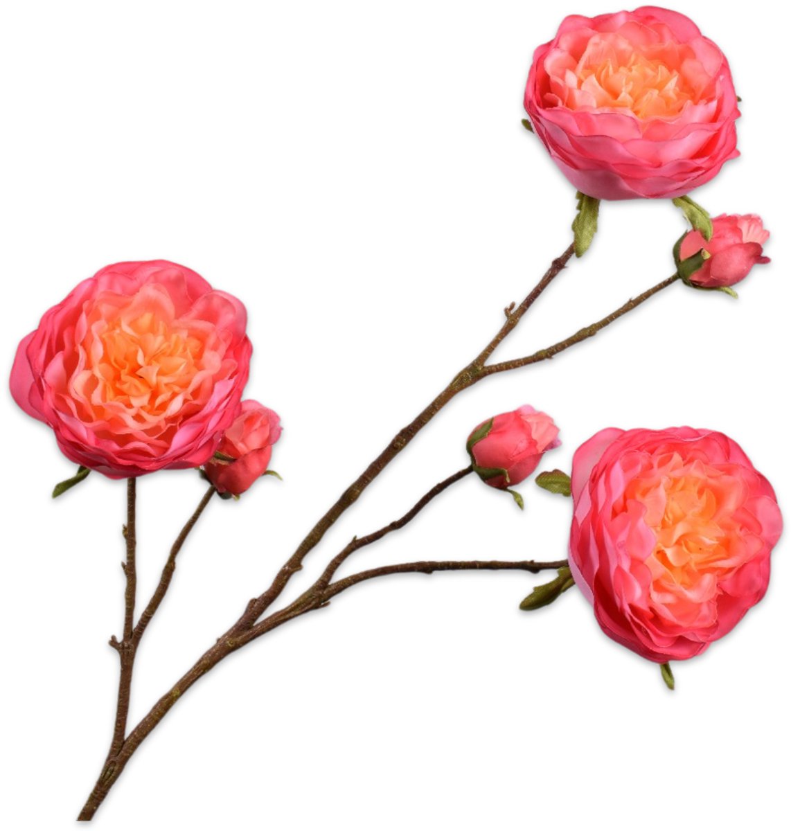 Silk-ka Kunstbloem-Zijde Bloemen Roos Tak Oranje-Roze 101 cm