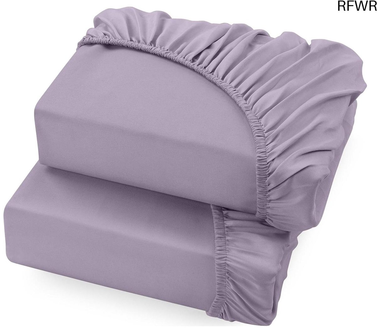 RFWR Set van 2 hoeslakens 140 x 200 cm - Geborsteld microvezel, Lavendel