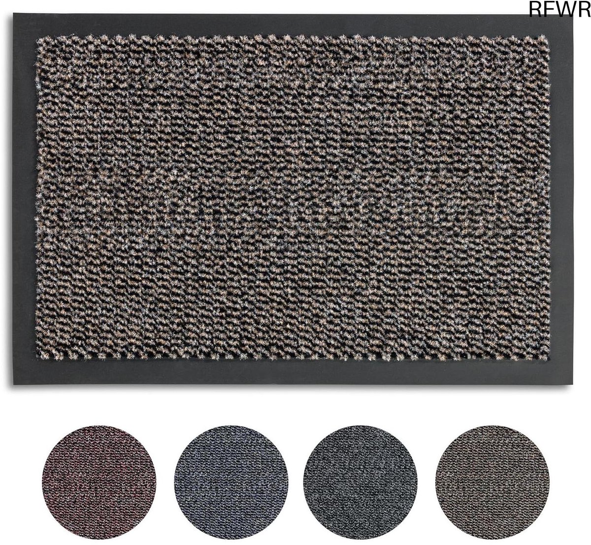 RFWR Sneldrogende antislip deurmat 40x60 cm - Effen bruin - Binnen gebruiken