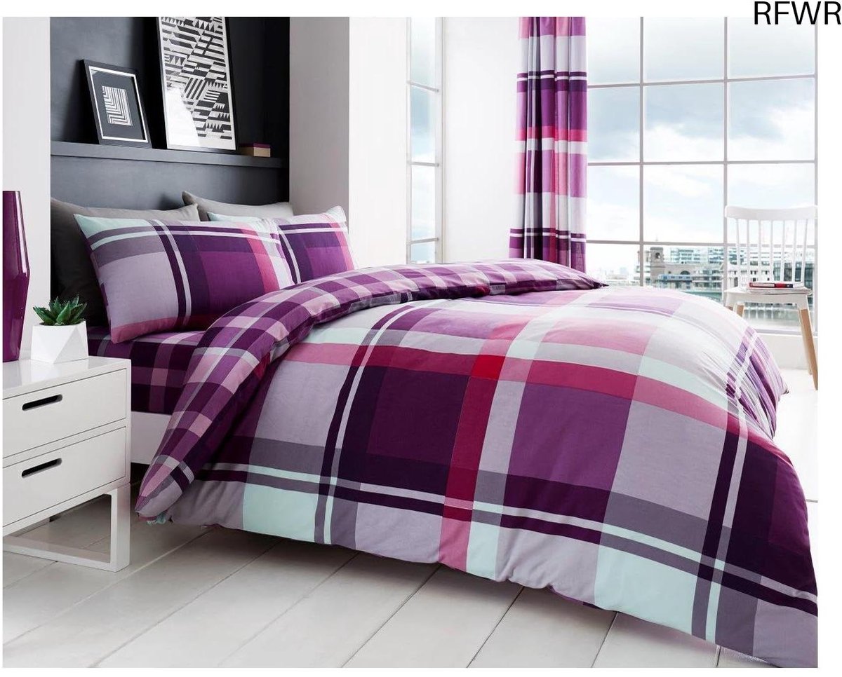 RFWR Luxe beddengoedset 3-delig voor tweepersoonsbed met dekbedovertrek en kussenslopen in violet