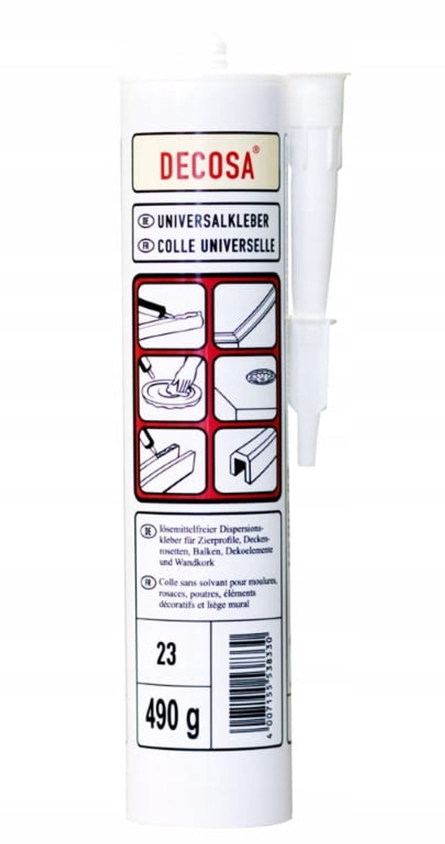 Decosa - Universele Montagelijm - Styropaneel - 490g - Waterbasis - Veilig Binnen