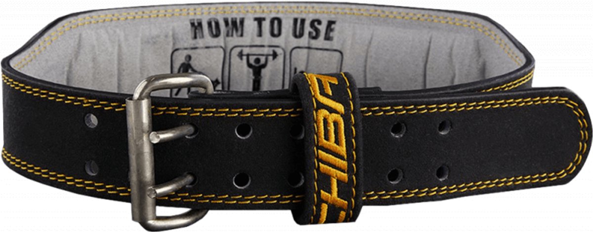 Chiba 40810 Leather Training Belt (Black/Gold) 3XL - Accessoires - Riemen