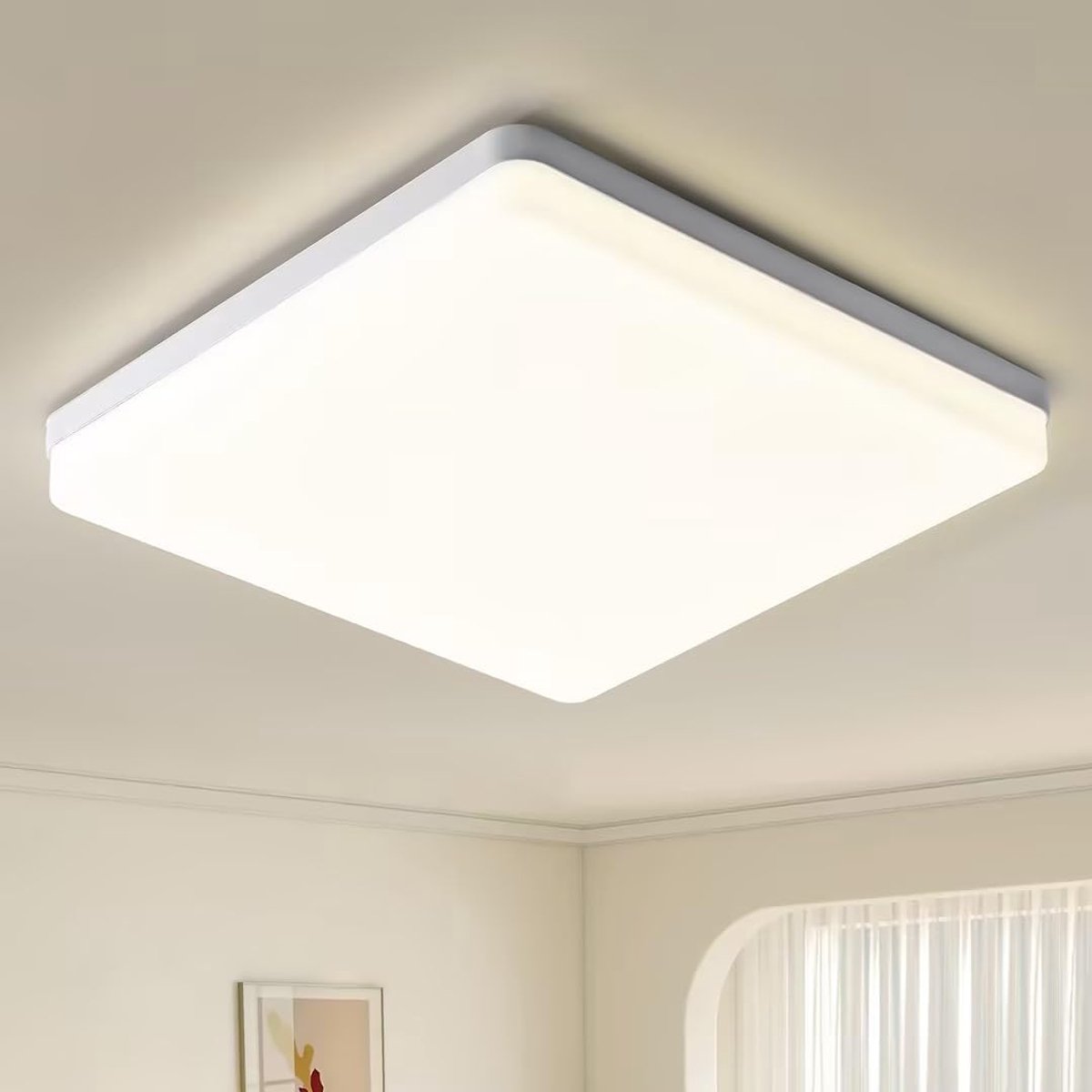 Vierkante LED-plafondlamp, 48W IP44 4500K LED-plafondlamp, 5400LM LED-plafondlamp, plafondlamp geschikt voor badkamer, woonkamer, keuken, slaapkamer, gang, balkon, garage, 30 cm