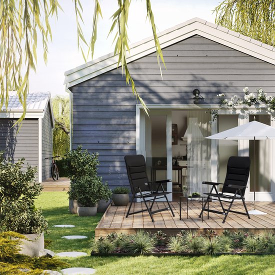 Bardi 2 Stuks Luxe Campingstoelen - 7 standen - Comfortabele Kampeerstoel - 120 kg draagvermogen - Ligstand - Inklapbare stoel - Klapstoel - Lichtgewicht - ZWART van Merkloos — afbeelding 2