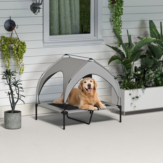 PawHut Verhoogd Hondenbed voor Buiten met Dak, 91 x 76 x 90 - Overige