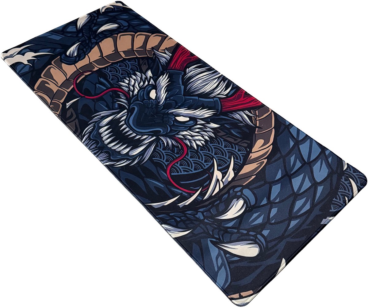 Muismat xxl - Eclipse Dragon Donker Blauw - Gaming - 900 x 400 x 3 mm - Antislip