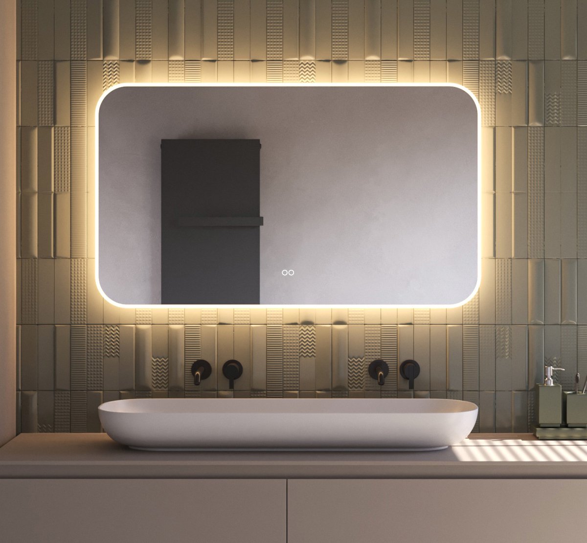 Schaere - Badkamerspiegel - Directe en Indirecte Verlichting - Spiegel Verwarming - Touch Sensor - Kleurenwissel - 120X70 cm