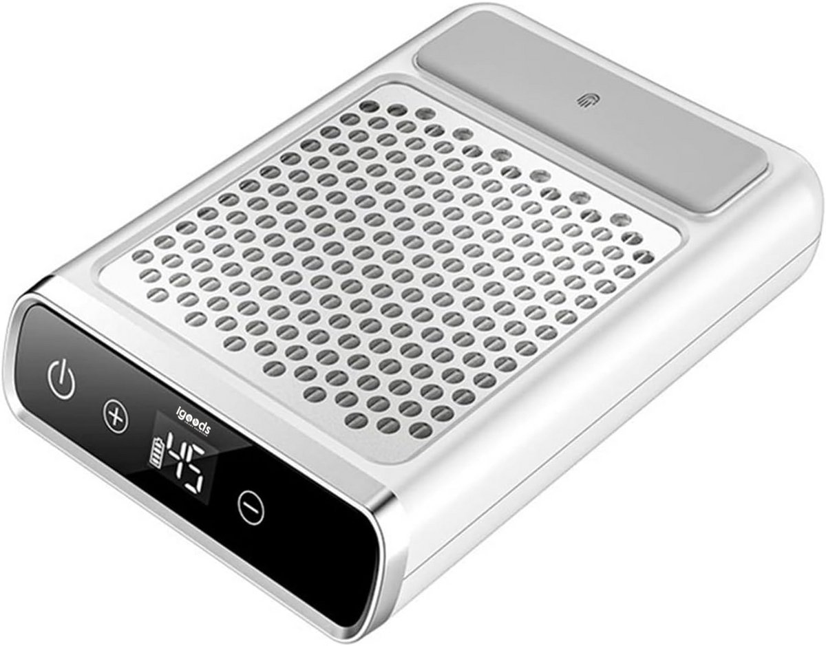 Igoods Nagelstofafzuiger - Oplaadbare Stofafzuiger met Touchscreen - Dust Collector - Herbruikbare Filter - Voeten en Handen - Stofafzuiger Manicure - Wit