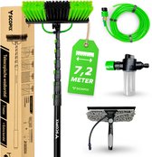 Brosse de lavage télescopique SCOPIX – 7,2 mètres – Incl. Brosse Extra avec raclette, distributeur de savon et alimentation en eau - Manche télescopique Nettoyage des vitres - Manche télescopique avec brosse