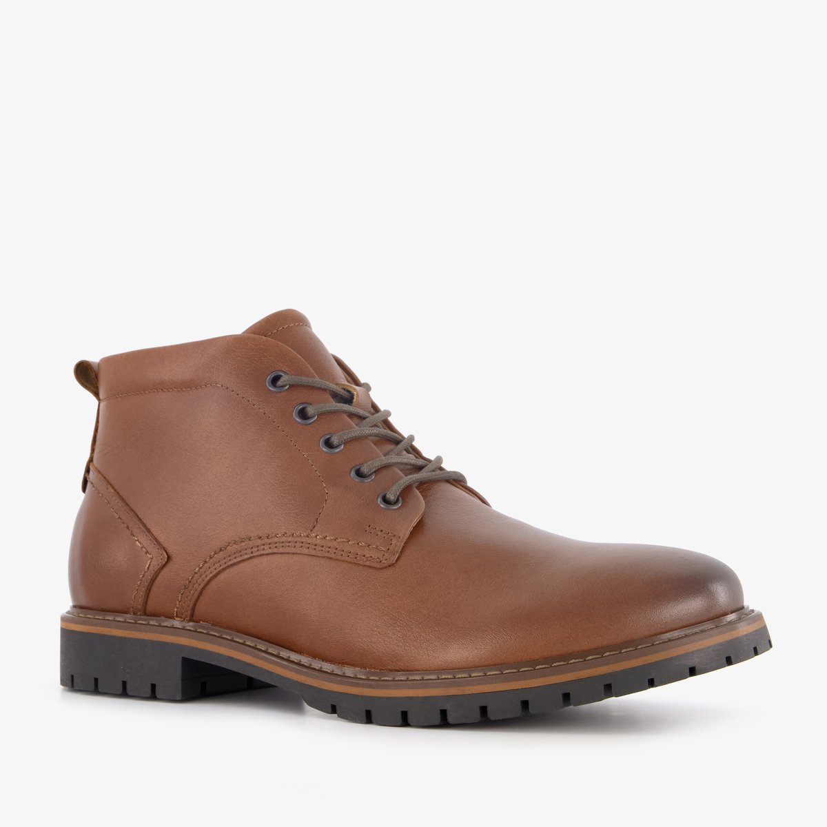 Van Beers leren heren veterboots cognac - Maat 43