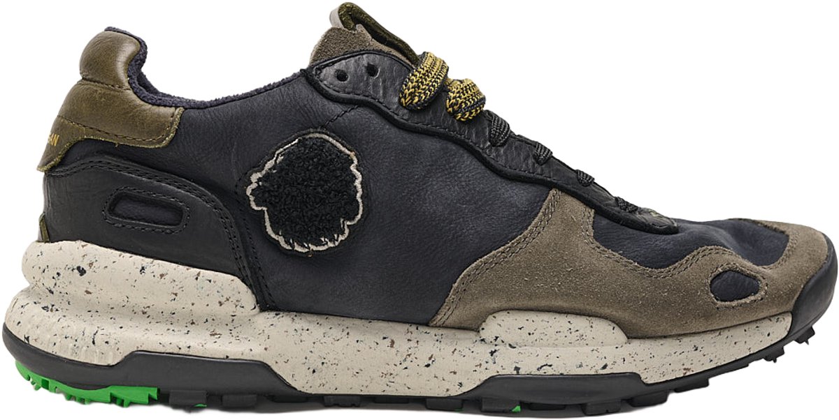 Satorisan - Chacrona Premium - Casual Sneakers Mannen - Vintage Leer Sneakers - Kleur Black Khaki - Maat 43