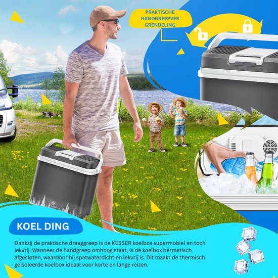 DailySupplies® Koelbox Elektrisch 12v 230 Volt - Cooler Auto en Camping - Frigobox - 24L van DailySupplies — afbeelding 3