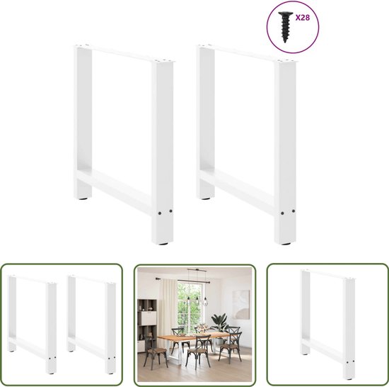 VidaXL Salontafelpoten - U-vorm - Set Van 2 - Wit Salontafelpoten Tafelpoten Metalen Tafelpoten U Vormige Tafelpoten Wit Tafelpoten