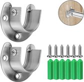 2 stuks Kastroededrager RVS - Voor diameter tot 21 mm Kledingroeden - Kledingstanghouder - Beugel Kledingkast - Plankdrager - Roededrager - Kledingroedehouders - Ronde buishouder voor kastbuizen - Gordijnroede - Voor kleerhangers, douchegordijnroede