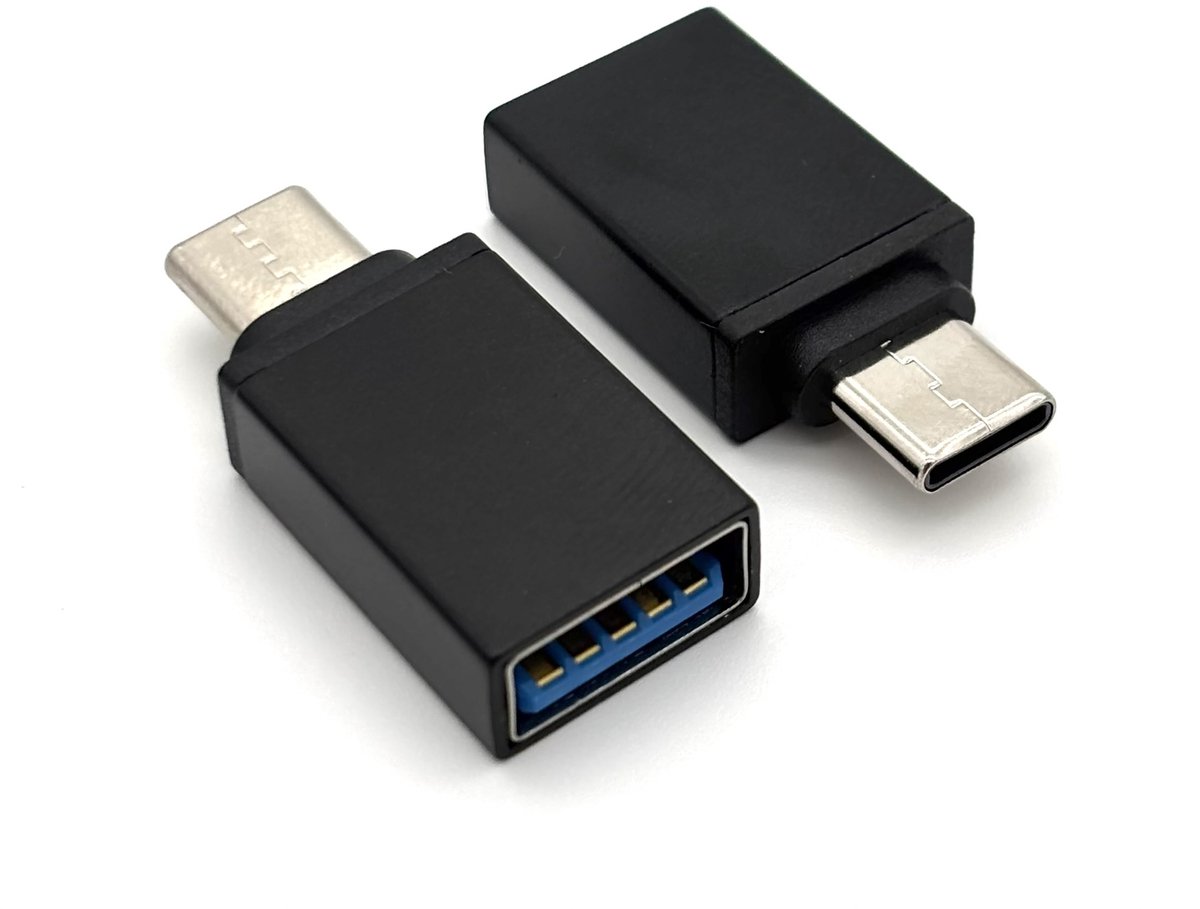 USB-C naar USB-A Adapter – OTG Converter – Set van 2 Stuks – USB 3.0 – Snel Data Overzetten – Geschikt voor Smartphone, Laptop & Tablet – Zwart