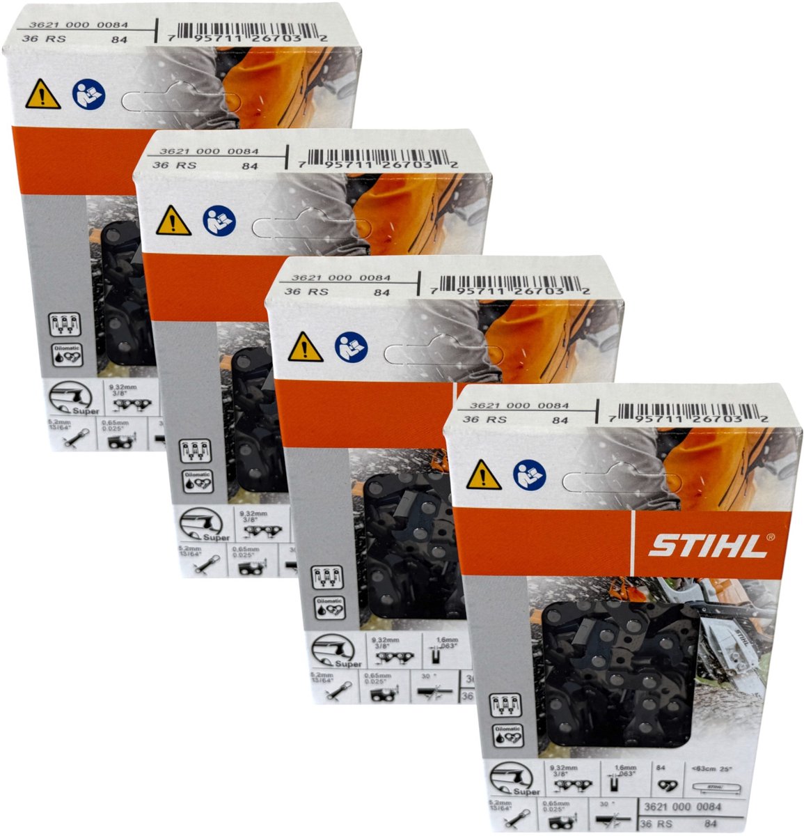 Stihl 4x 3/8" Rapid Super (RS) zaagketting 63 cm 3/8" 1.6 mm 4 stuks ( 4x 36210000084 )