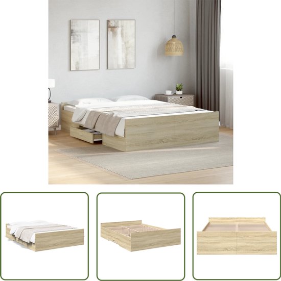 vidaXL Bedframe zonder matras bewerkt hout bruin eikenkleur 120x200 cm