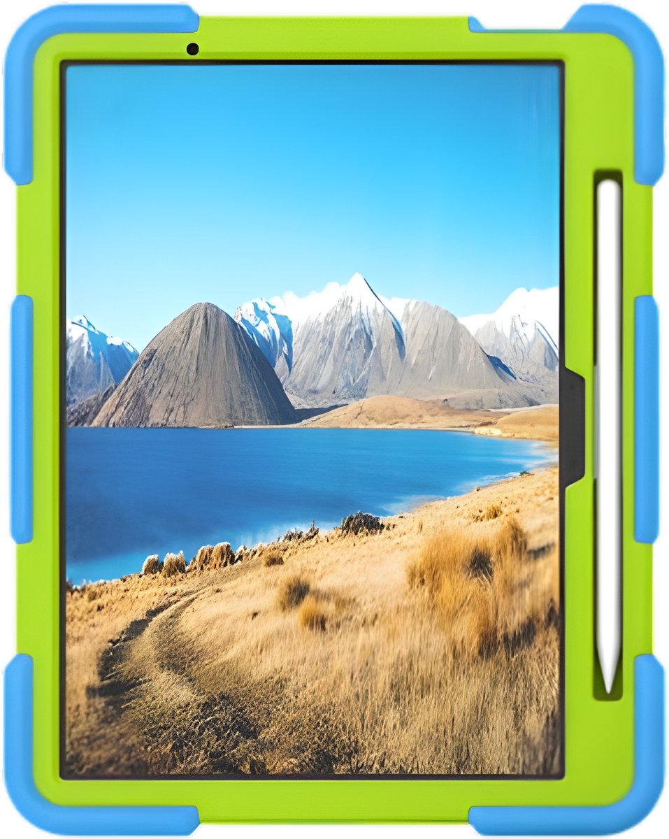 iPad Pro 11 Air 4 10.9 met stand en rotatie + halsband blauw groen