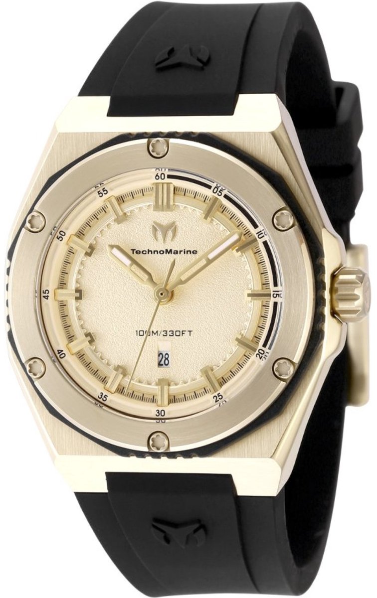 TechnoMarine CORAL - Legacy TM-416055 Dames Horloge - Waterdicht - Analoog - Quartz Uurwerk - Roestvrij Staal met gouden Wijzerplaat - 36mm