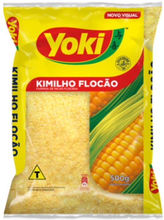 Yoki Pack Flocao Kimilho - 500 g maïsmeel voor Braziliaanse Flocão, glutenvrij, ideaal voor Pão de Queijo en andere Braziliaanse recepten met Kajal sticker