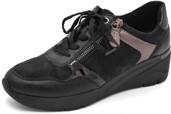 Jana Dames Sneaker 23763-001 Zwart/Combi Wijdte H Maat 37 bol