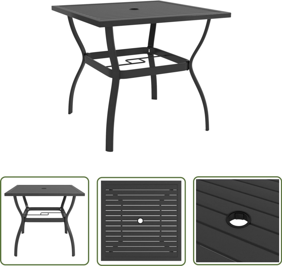 vidaXL Buitentafel - Tuinstoel - Tuintafel 81,5x81,5x72 cm staal antraciet - Terrastafel - Eetkamertafel - Metalen Tafel