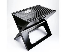 Draagbare Houtskool Barbecue – Snels inklapbare RVS Buiten Grill – Voor Camping, Tuin en Picknick – 48 cm