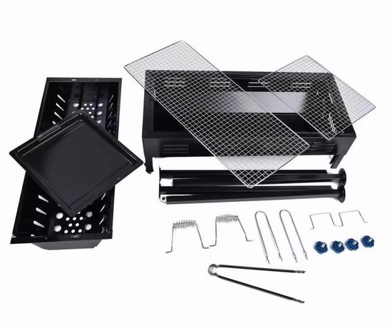 Professionele Houtskool Barbecue - Verstelbare BBQ Grill van Koolstofstaal - Zwaar Model met Poedercoating - 50x30x60 cm — afbeelding 3